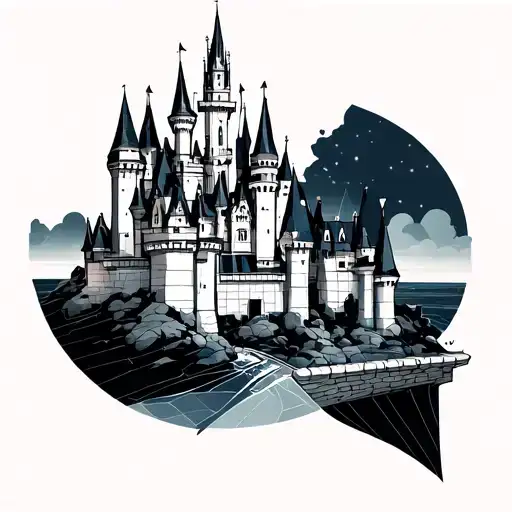 disney castle tattoo design idea