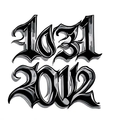 Roman numerals of 1031 2002 and 101  tattoo design idea