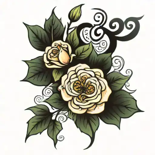 flower with the stem ending with name Shelby  tattoo design idea