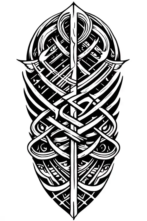 viking warrior runes forming musical notes tattoo design idea