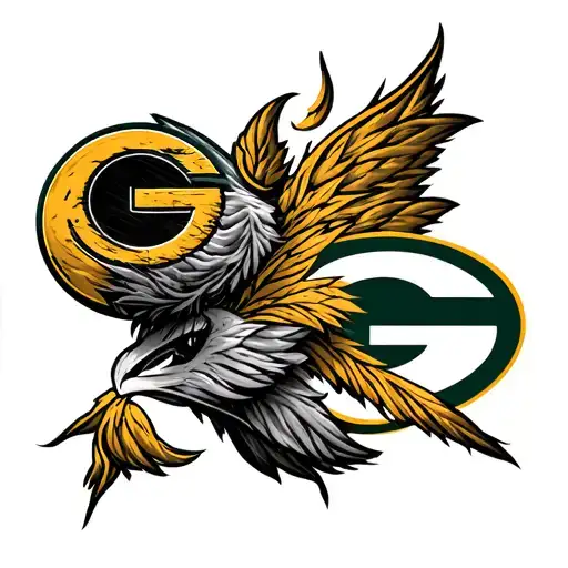 Green bay packers logo wound tattoo design idea
