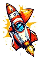 rocket ship blasting tattoo design idea