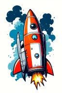 rocket ship blasting tattoo design idea
