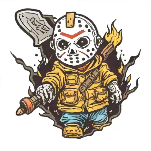 Jason Voorhees as a child carrying a stick instead of machete tattoo design idea