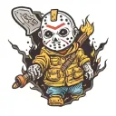 Jason Voorhees as a child carrying a stick instead of machete tattoo design idea