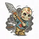 Jason Voorhees as a child carrying a stick instead of machete tattoo design idea