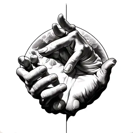 the creation of Adam hands touching tattoo design idea