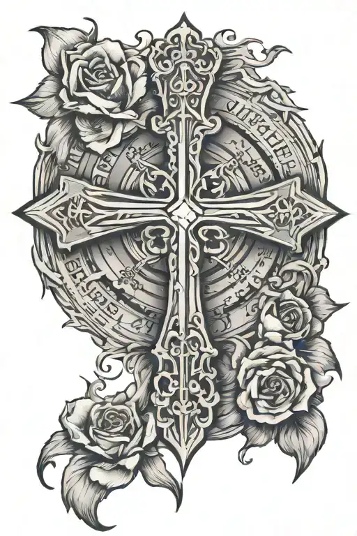 Christian Cross with ""Blessed are the peacemakers, for they shall be called sons of God." written under it. tattoo design idea