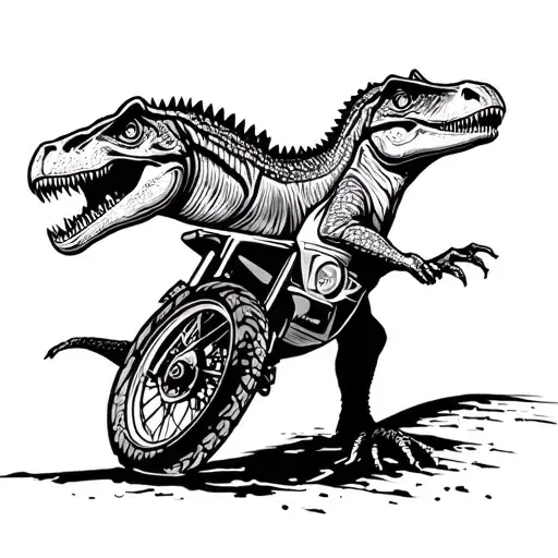 motor bike ride dinosaure tattoo design idea