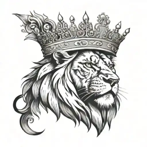 a lion wearing a crown with the name franklin and lying on the number 26 tattoo design idea