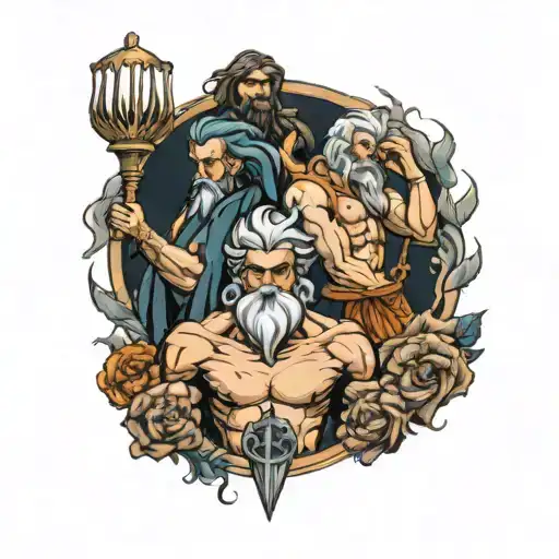 zeus, poseidon and hades Greek god tattoo design idea