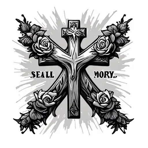 Cross saying Meme tattoo design idea