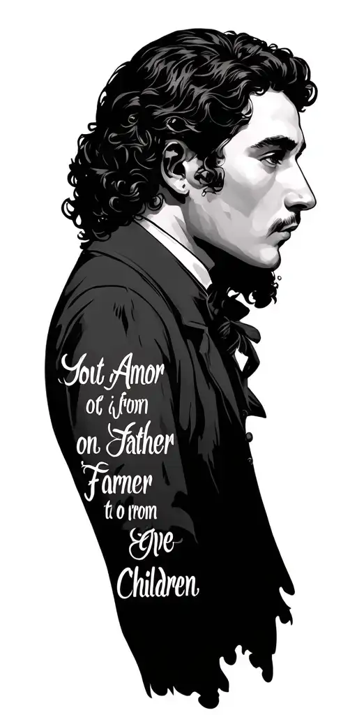 coat of amor with saying from father to children tattoo design idea