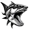 barracuda with mouth open tattoo design idea