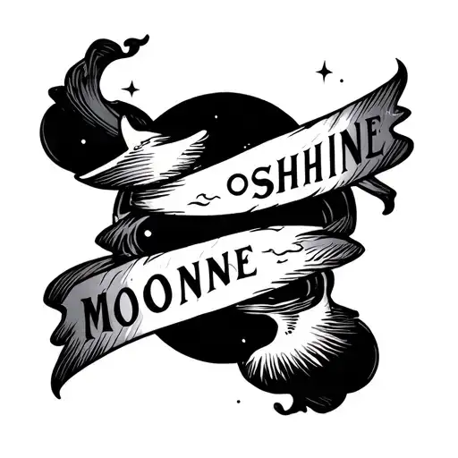 inner forearm tattoo pinstripes with the word moonshine drawn into it  tattoo design idea