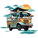 Philippine jeepney floating tattoo design idea