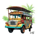 Philippine jeepney floating tattoo design idea