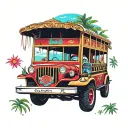 Philippine jeepney floating tattoo design idea