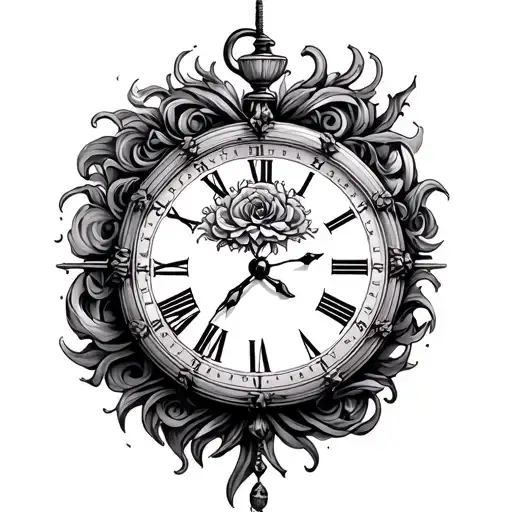 double birth clock tattoo design idea