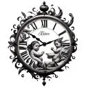 double birth clock tattoo design idea