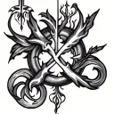 Create a tattoo that fuses addiction recovery symbols with mystical art spells in black-grey style tattoo design idea