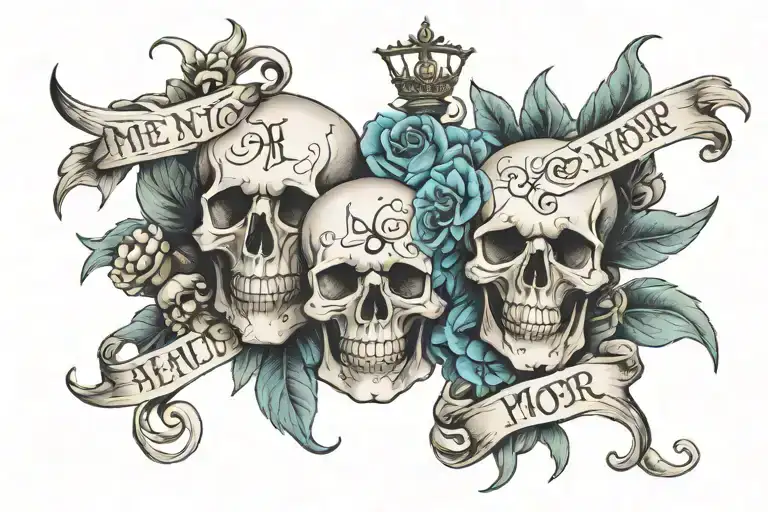memento mori text tattoo design idea