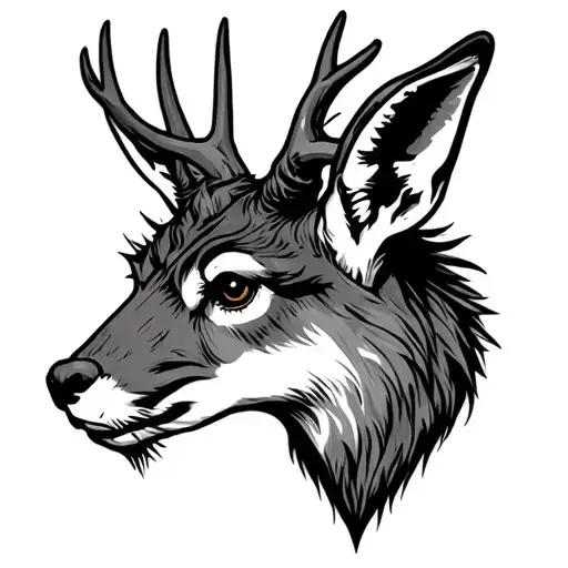 evil Jackalope head tattoo design idea