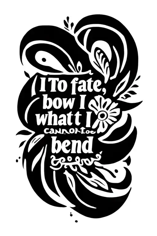 Indian pattern , quote To fate, I bow what I cannot bend. tattoo design idea