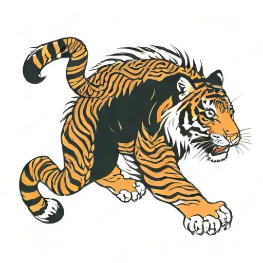 a tricep tattoo inspired by Japan relationships and Ireland with a fierce tiger  tattoo design idea