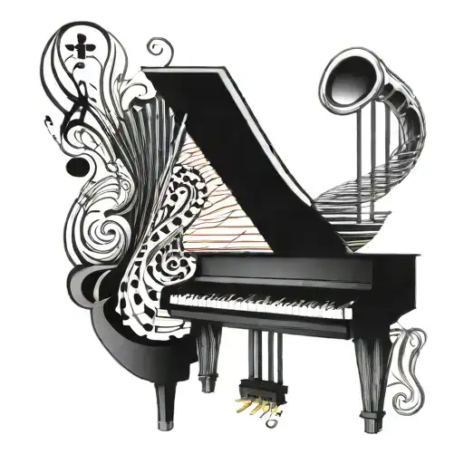 music note, piano keys, dna tattoo design idea