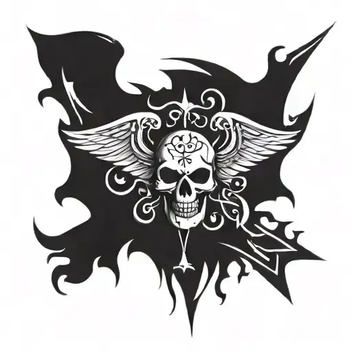 jolly Roger with wings tattoo design idea