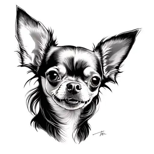 Long Haired Chihuahua tattoo design idea