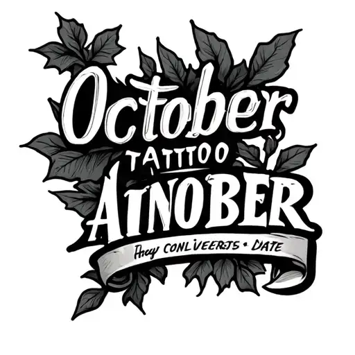 October Anniversary date written tattoo design idea