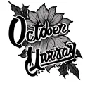 October Anniversary date written tattoo design idea