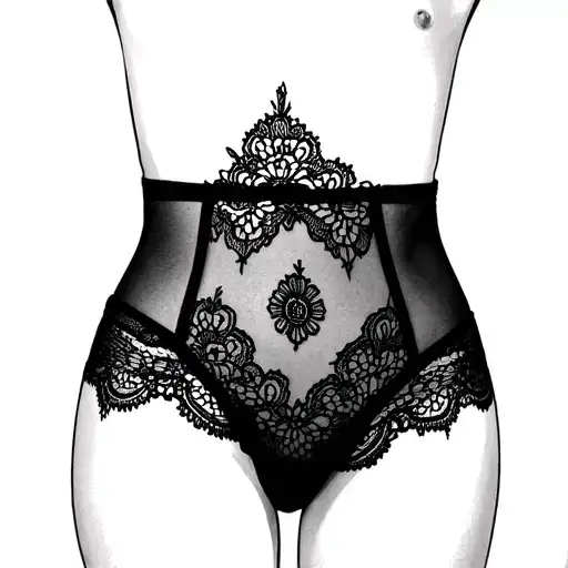 lace underwear line with jesse in cursive to cover tummy tuck scar. the line should only cover the scar tattoo design idea