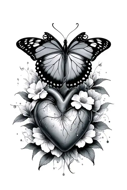 a heart that has kabuki syndrome butterfly tattoo design idea