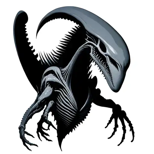long xenomorph dynamic pose tattoo design idea