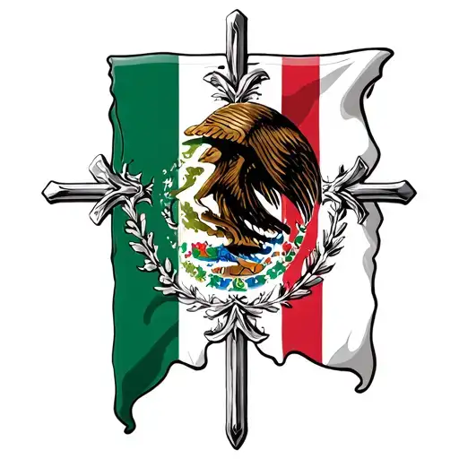 Mexico flag and cross tattoo design inspired tattoo design idea