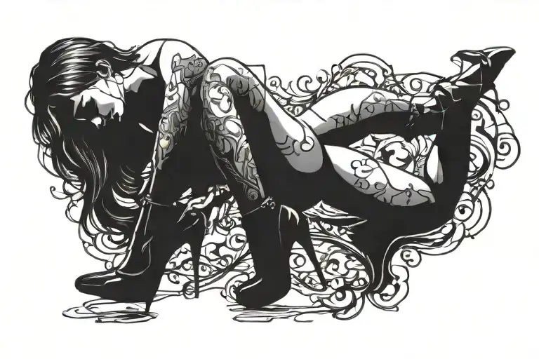 sexy slut little girl  submissive exposing herself silhouette heels tattoo design idea