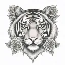 Tiger, rose, clock face tattoo tattoo design idea