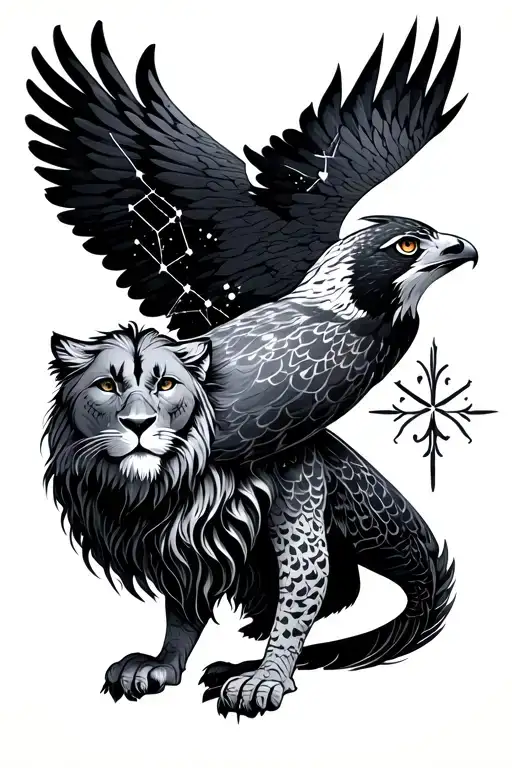 British lionfalcon and southern cross constellation tattoo design idea