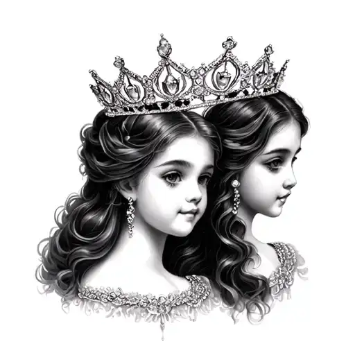two princess tiaras tattoo design idea