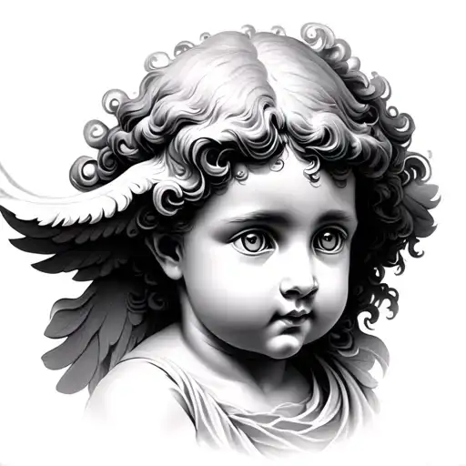 cherub face covered tattoo design idea