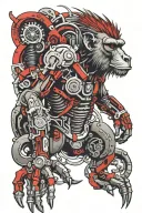 Baboon color red tattoo design idea