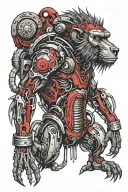 Baboon color red tattoo design idea