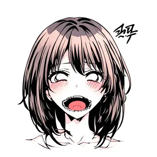anime ahegao face tattoo design idea