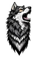 Wolf howling tattoo design idea