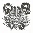 minimalist tattoo designs incorporating symbols from Marvel, DC Comics, Disney, Harry Potter, Slytherin, Star Wars tattoo design idea