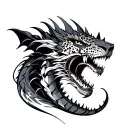 dragon, leopard and shark tattoo design idea