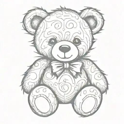 vintage teddy bear tattoo design idea